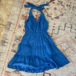 swiss dot v neck halter top dress